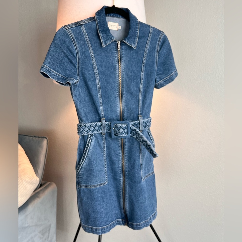Alice + Olivia Gorgeous Denim Dress with Braid Detail